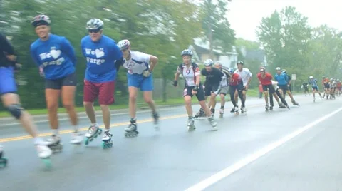 Rollerblading Race 3 Stock Footage 10886736