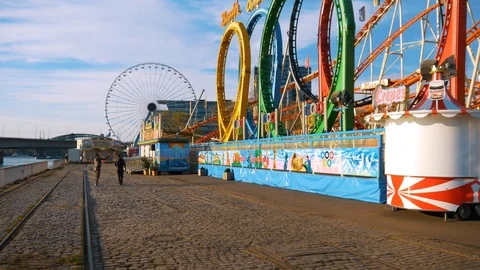 Rollercoaster And Ferris Wheel Stock Footage 106624838