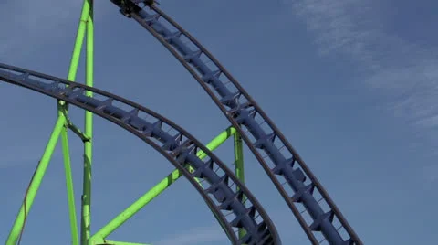 Rollercoaster car goes down Stock Footage 22676644