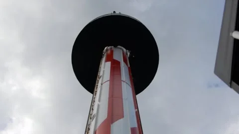 Rollercoaster Drop Ride Going up Into the Sky at an Amusement Park Stock-Footage 332381502