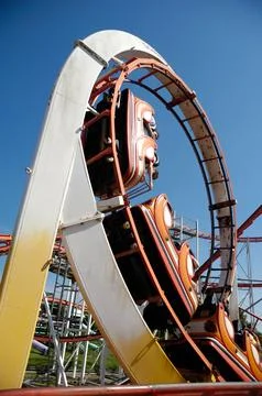 Rollercoaster at funfair Stock Photos