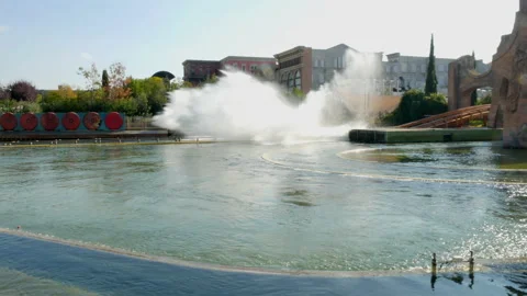 Rollercoaster going down at full speed into the water at funfair video 4k spl Stock Footage 164586360