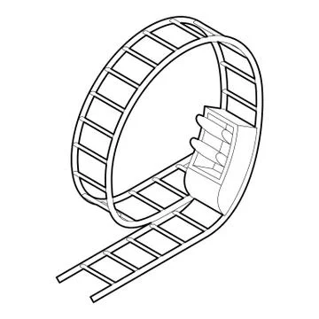 Rollercoaster icon in outline style Stock Illustration