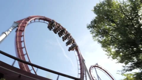 Rollercoaster looping, fast Stock Footage 221359852