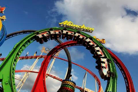 Rollercoaster at the oktoberfest Stock Photos