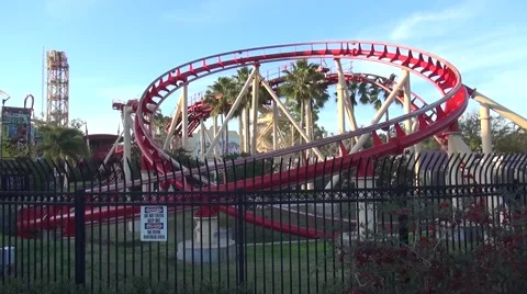 Rollercoaster on a Red Track Stock Footage 46011113