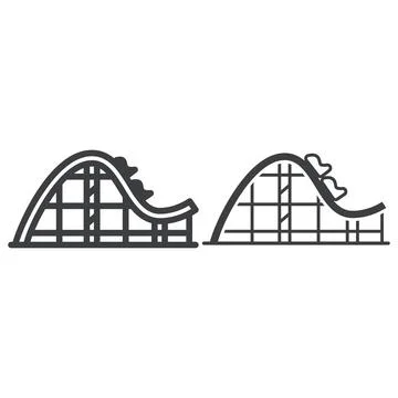 Rollercoaster ride line and solid icon, The rides concept, Extreme roller sign Stock Illustration