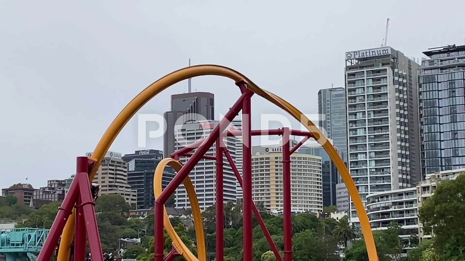 Rollercoaster ride in Luna Park theme park, Sydney, Australia