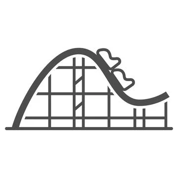 Rollercoaster ride solid icon, The rides concept, Extreme roller sign on white Stock Illustration