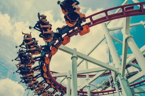 Rollercoaster ride at theme park Stock Photos