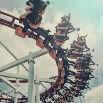 Rollercoaster ride at theme park Stock Photos