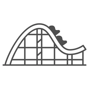 Rollercoaster ride thin line icon, The rides concept, Extreme roller sign on Stock Illustration
