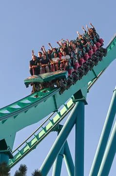 Rollercoaster Riders Experience Thrills at Canada's Wonderland Stock Photos