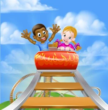 Rollercoaster at the Theme Park Stock Illustration