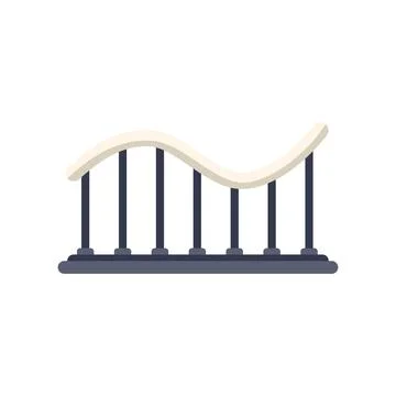 Rollercoaster track going up and down on white background Stock Illustration