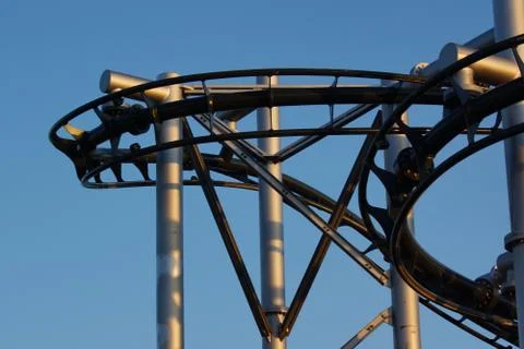 Rollercoaster Track Layout at Theme Park Stock-Fotos