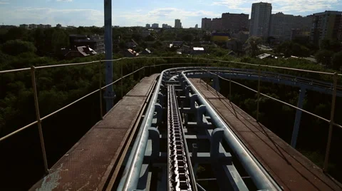 Rollercoaster train is moving Stock Footage 64744769