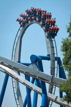 Rollercoasters at amusement park Stock Photos