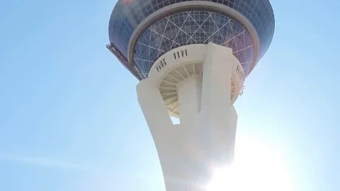 Rollercoasters of The Strat or Stratosphere in Las Vegas Nevada Stock Footage 129408162