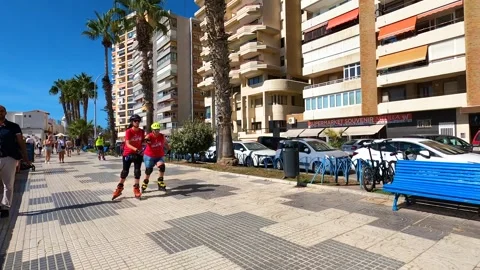Rollers on the beach Malageta in Malaga, Spain Stock Footage 254123370