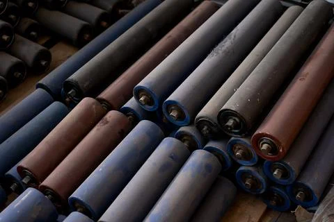 Rollers for the conveyor movement Stock Photos
