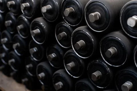 Rollers for the conveyor movement Stock Photos