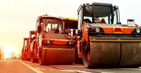 Rollers for rolling asphalt on the road Fotos de archivo