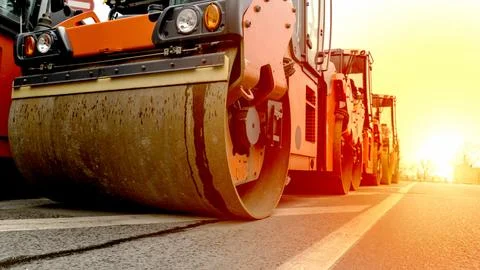 Rollers for rolling asphalt on the road Photos