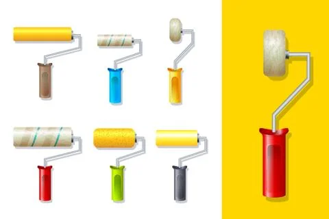Rollers set with different coatings for repair work, construction, finishing  Stock Illustration