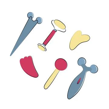 Rollers set for face. Massage tool for sculpting the skin, boosting lymphatic Stock Illustration