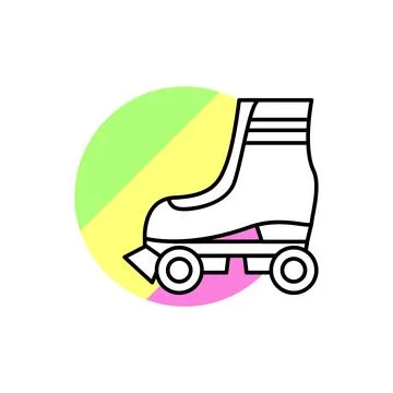 Rollers sport icon. Simple line, outline vector in color circle of retro 90s Illustrazione stock