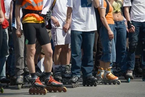 Rollers before the street race Stock Photos