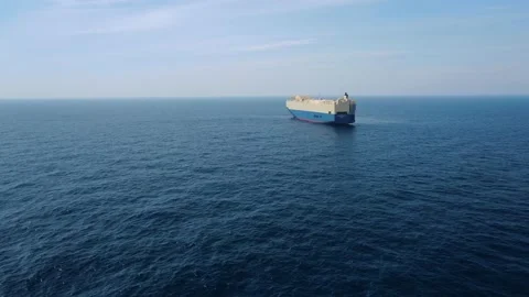 Rollers. Trailer vessels. Ro-Ro type vessel. A huge ship for transporting cars. Stock Footage 133647576