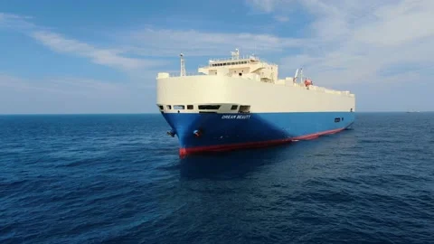 Rollers. Trailer vessels. Ro-Ro type vessel. A huge ship for transporting cars. Stock Footage 133648446