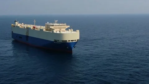 Rollers. Trailer vessels. Ro-Ro type vessel. A huge ship for transporting cars. Stock Footage 133648675