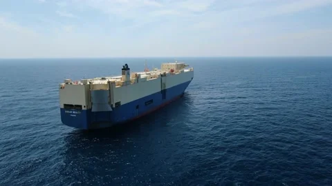 Rollers. Trailer vessels. Ro-Ro type vessel. A huge ship for transporting cars. Stock Footage 133651055