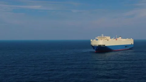Rollers. Trailer vessels. Ro-Ro type vessel. A huge ship for transporting cars. Stock Footage 133651650