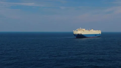 Rollers. Trailer vessels. Ro-Ro type vessel. A huge ship for transporting cars. Stock Footage 133652089