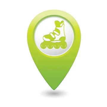 Rollerskates GREEN map pointer Illustrazione stock