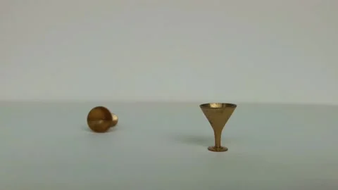 Rolling ancient drinking utensil of brass Video stock 155542335