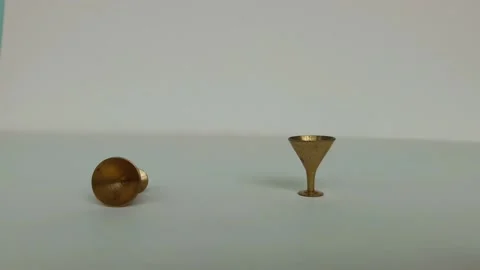 Rolling ancient drinking utensil of brass Stock-Footage 155542415