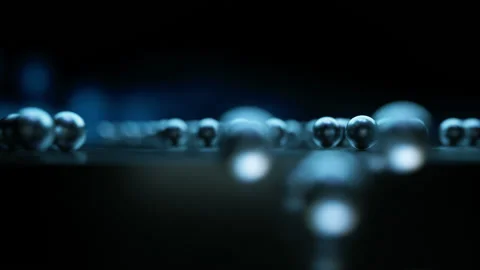 Rolling And Falling Steel Balls In Loop, Futuristic Cinematic Background Animati Stock Footage 193065442