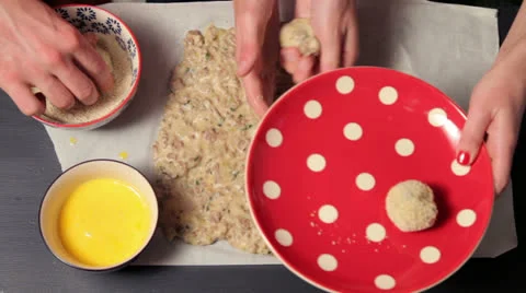 Rolling and making meatballs Stock Footage 24672585
