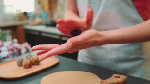 Rolling and shaping sweets in the kitchen Stock Footage 252254260