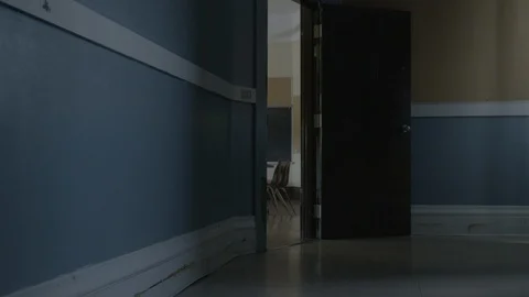 Rolling Angle of the Doorway to a Classroom HD Video Stock Footage 91548877