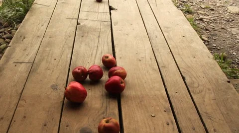 Rolling apple Stock Footage 8510014