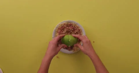 Rolling avocado in bacon and breading mixture 2 Vídeo Stock 132136591