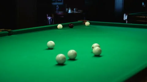 Rolling balls on a billiard field Stock Footage 54580886