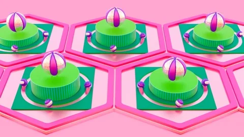 Rolling balls in squares and hexagons Stock Footage 295184703