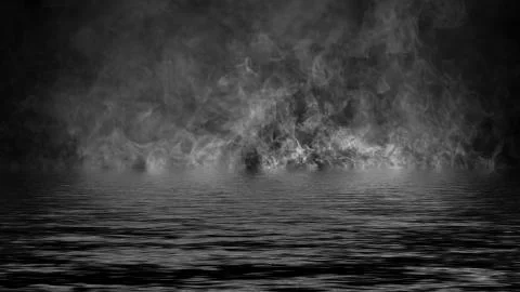 Rolling billows of smoke mist clouds from ice across the bottom light with re Stock Illustration